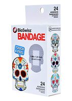 BioSwiss Novelty Bandages Self-Adhesive Funny First Aid, Novelty Gag Gift (24pc) (Sugar Skull)