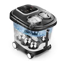 Foot Massager Foot Spa/Bath Massager with Heat Bubbles Vibration, Fully Automatic 6 Masssaging Rollers Pedicure for Tired Feet Help Sleep Home Use