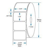 800522-125 Compatible KENCO Brand 2.25 inch x 1.25 inch with perf Direct Thermal Labels to fit Eltron or Zebra Printers. 1 in. Core, 1,135 Labels Per Roll, 12 Rolls Per Case