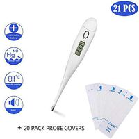 Portable Oral Armpit Basal Body Thermometer,LCD Digital Thermometer with Fever Beeper and Memory Function for Baby and Adults,Fast Reading Thermometer with 20 Pack Digital Thermometer Probe Covers