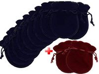 Pack of 10 (+ 2 gifts) Velvet Gift Bags Blue 3" x 4" Cloth Jewelry Wedding Pouches/Drawstring Bags (10 pcs, blue, 2 gifts)