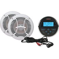 Jensen Stereo and Speakers Bundle Model CPM100; Includes MS30 Stereo AM/FM/USB, AMS602W Marine Speakers and JPort Cable; Waterproof IPx6; 6.5" Dual Cone Speaker; UV and Corrosion Resistant; ASTM B117 Standard Compliant