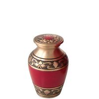 Memorial Gallery Cherry Red Brass Cremation Urn (3" Keepsake, Plain)