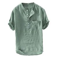 Xia&Han Mens Fashion Pocket Blouse Short Sleeve Pullover Slim Fit Shirts Button Down Tops Summer Tunic Tee Green