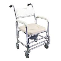 Commode chair HLR 4-in-1 Transport Bedside Toilet with Wheels and Foldable footrest, Elderly Waterproof Shower Toilet