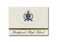 Signature Announcements Sandpoint High School (Sandpoint, ID) Graduation Announcements, Presidential style, Elite package of 25 with Gold & Blue Metallic Foil seal