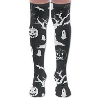 Novelty Halloween Spooky Tree Ghost Pumpkin Casual Premium Quality Over Knee High Sock Sports Crew Soccer Socks