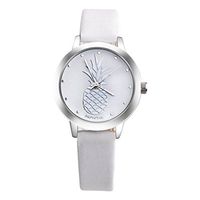 IEason,Ladys Womens Pineapple Faux Leather Analog Quartz Watch (White)