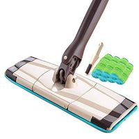 360 Degree Rotatable Flip Flat Mop, Household Lazy Hand-Free Horizontal Plate Mop Absorbent Mop Wet and Dry Mop with Micro Fiber Mop Pad and Soft Comb Brush,Mop+7pcspads