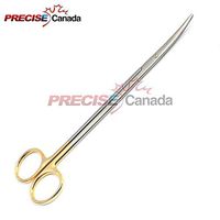 PRECISE CANADA: METZENBAUM SCISSORS CURVED 18CM - T. C. GOLD PLATED HANDLES & GERMAN GRADE STAINLESS STEEL