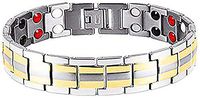 VPKJewelry Titanium Magnet Therapy Eternity Bracelet Bangle for Arthritis Pain Adjustable Length (Silver-Gold)