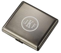 Personalized Visol Antique Silver Double Sided Cigarette Case with Free Laser Engraving (Roman Monogram)