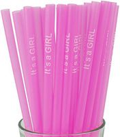 Made in USA Pack of 25"It's A Girl" Special Print Jumbo Plastic Smoothie (10" X 0.28") Drinking Straws (FDA-approved, Non-toxic, BPA-free)