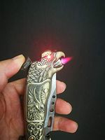 Eagle Windproof Lighter With Pocket Knife Butane Metal Cigar Lighter Cool Design Good Gift（come without gas）