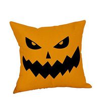 Indexshop Halloween Theme Pillow Covers, Pumpkin Smiley Face Throw Pillowcase Witch and Pumpkin Throw Pillow Case, Decorative Cushion Cover for Bedroom Sofa Chair Car, 18" x 18" (A)