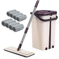 Urnanal Microfiber Mop and Bucket Set, Convenient Washing-free Retractable Flat Mop for Floor Cleaning with Microfiber Mop Pads