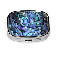 Pill Container Medicine Box Metal Pill Box for Vitamins, Big & Small Pills, and Medication Perfect for Travel Outdoor,Deep Purple Abalone Shell