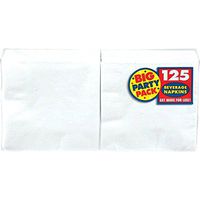 amscan White Beverage Napkin Big Party Pack, 125 Ct.
