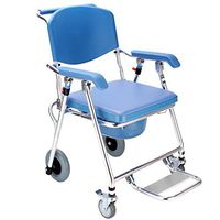 Xue Yang Shop Transport Chair Commode, Rolling with Locking Wheels Folding Shower seat,Medical Aluminum Shower Chair/Commode with Casters,for Easy User Transfer