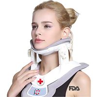 Cervical Neck Traction Device - Neck Massager & Collar & Brace - Neck & Shoulder Pain Relief - Stretcher Collar for Travel/Home Improved Spine Alignment(White/Grey)