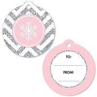 Big Dot of Happiness Pink Winter Wonderland - Holiday Snowflake to and from Favor Gift Tags (Set of 20)