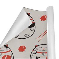 Gift Wrapping Paper Roll Lucky Maneki-Neko Cat for Birthday,Holiday,Wedding,Baby Shower Gift Wrap - 3Rolls - 58inch x 23inch Per Roll
