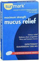 Sunmark Mucus Relief Extended-Release Tablets Maximum Strength - 14 ct, Pack of 2