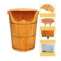 Foot Tub, with lid Wooden Foot Bath Barrel, Foot Spa Health Pedicure Bucket，with Universal Wheel,Deep Barrel to Leg