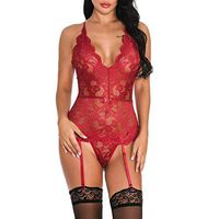 SUIKI Womens Sexy Lingeries Jumpsuit Sleepwear Babydoll Intimate Pajamas Nightwear Nightgowns