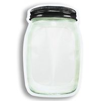 Mason Jar Zipper Bags - Frosted with Black Lid (12 Pack)