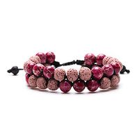 Aromatherapy Essential Oil Diffuser Bracelet Lava Stone Bead Gemstone Anxiety Diffuser Bangle Cuff Bracelet(Rose Pink)