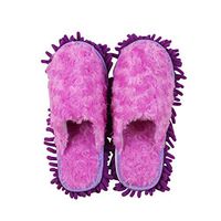 Frjjthchy Multi Surface Mop Slippers Shoes Microfiber Cleaning Dusting Floor Dust Dirt Hair Cleaning Tool (Women 7-10/Men 5-8, Purple)