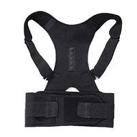 Cozylkx Men Women Back Brace Posture Corrector, Fully Adjustable Support Brace Lumbar Support for Lower and Upper Back Pain(Black-L)