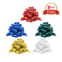 Zoe Deco Gift Bows (Multiple Colors, 9” Wide, 24 Loops, 5 Pack), Weather Resistant Gift Bow, Colorful and Eye-catching Pull Bows, Bows for Gifts, Gift Bows for Presents, Gift Wrapping and Decoration