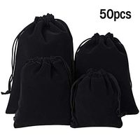 Lucky Monet 25/50/100PCS Velvet Drawstring Bags Jewelry Pouches for Christmas Birthday Party Wedding Favors Gift Candy Headphones Art and DIY Craft (50Pcs, Black, 4” x 6”)