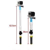 Extendable Floating Selfie Stick Monopod with Remote Mount Clip for Gopro HD Hero 4 Session, Black