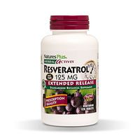 NaturesPlus Herbal Actives Resveratrol, Extended Release - 125 mg, 120 Vegetarian Tablets - Prescription Quality Antioxidant Supplement, Free Radical Defense - Gluten-Free - 60 Servings