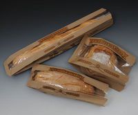 3-1/2" x 2" x 26" 30 lb. Kraft Paper Bread Bag with Window and Printed Message (1,000 Bags) - AB-175-8-120