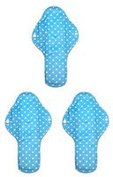 3-Pack Aslana Reusable Cloth Menstrual Period Pads for Daily & Overnight, Light & Heavy Flow, Pantiliners (Large - Heavy Flow/Overnight, L2: Fleece PUL Polka Dot Turquoise)
