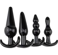 Bu~tt P~lu~g T-bar Base Kit - Training Toys - Erotic Games Role Play - Womens Stimulator - 4 pcs Beginners Anales Set - Best Idea for Gift to Him - Black
