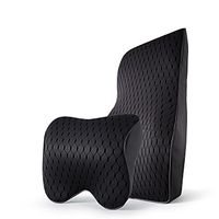 Klumart Premium Memory Foam Car Lumbar Cushion & Neck Pillow Kit- Universal Fit for All Drivers