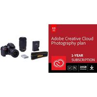 Nikon D5600 DSLR with 18-55mm f/3.5-5.6G VR and 70-300mm f/4.5-6.3G ED, Plus Adobe Creative Cloud (Photoshop + Lightroom) 12-Month Subscription