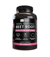 100% Pure Beet Root, 365 Capsules, 4 Month Supply, No Magnesium or Rice Filler, Gluten-Free, Natural, Made in USA, Natural Source, Potent, 1155mg Undiluted Beet Root Extract with No Additives