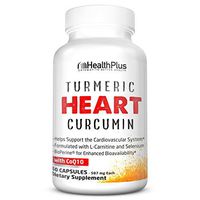 Health Plus Turmeric Heart - CoQ10 + Omega3 + MCT + Vitamin K2 + Vitamin D + Bioperine - Dietary Supplement, Natural Herbal Ingredients (60 Capsules, 30 Servings)