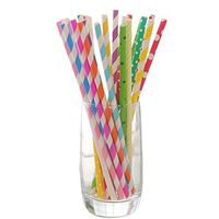 LAAT 25Pcs Paper Straws Stripe Drinking Paper Straws Pack Biodegradable Straws Party Home Decoration for Birthday, Wedding,Halloween, Christmas, Celebration Parties (Colourful)