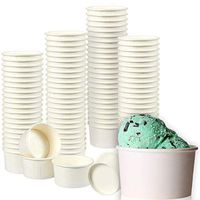 Ice Cream Sundae Cups - 100-Piece Disposable Paper Dessert Ice Cream Yogurt Bowls Party Supplies, 5-Ounce, White