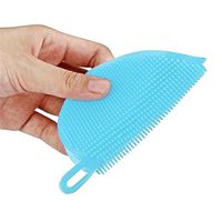 AJIUHE Dishwashing Brushes 1 PC for Kitchen, Silicone Mini Palm Scrub Brush-Wet Cleaning Scrubber, Heart-Shaped Cleaning Brush, Wash Dishes, Pots, Pans, Vegetables - Scrubbing brushes(Blue)