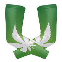 LEVEIS Marijuana Leaf Green Arm Sleeves UV Protection for Men Women Sunblock Protective Gloves Running Golf Cycling Driving Long Arm Cover 1 Pair