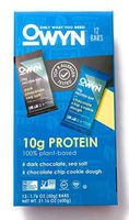 Owyn Only What You Need 100% Plant-Based Bars, 6 Dark Chocolate & Sea Salt, 6 Chocolate Chip Cookie Dough, 12 Bars (Variety Pack)