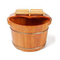 Foot Tub,Oak Foot-Soaking Barrel, Massager Wooden Barrel+ Cover